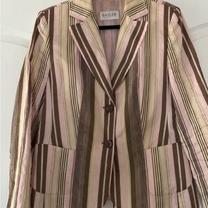 Basler Linen Blend Striped Blazer Jacket | Size 42 ( 12-14 US)
